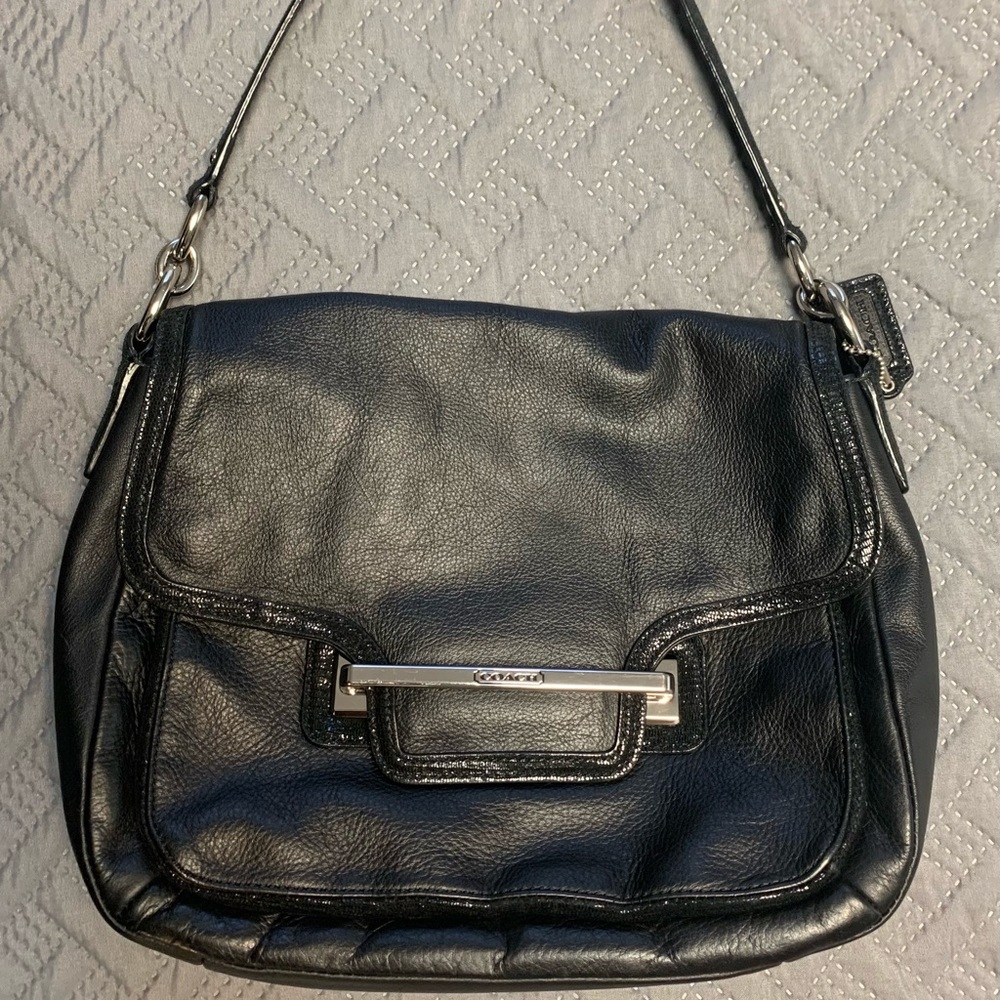 Black leather Coach purse